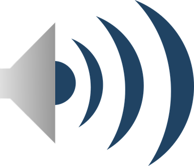 Audio, Blue, Grey, Sound, Volume, Loud - Audio Icon (398x340)