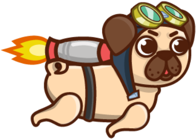 Jetpack Pug Coloring Pictures Jetpack Adventure Pug's - Cartoon Pug Png (600x500)
