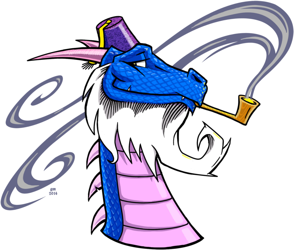 Blue And Pink Dragon With A White Beard, Wearing A - Blue And Pink Dragon With A White Beard, Wearing A (1024x1024)