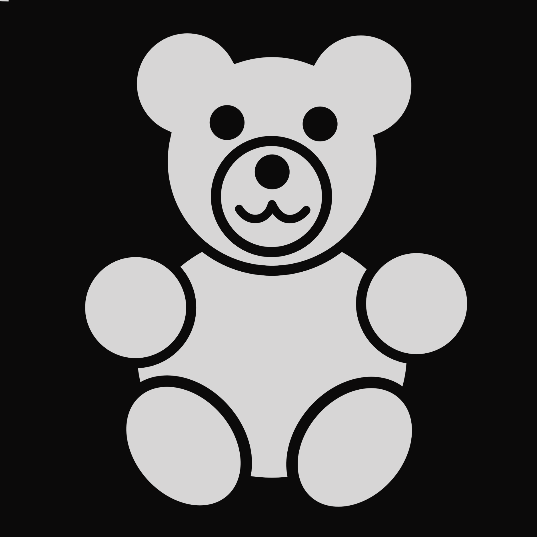 Bear Black And White Gummy Bear Black And White Clipart - Black And White Teddy Bear (1880x1880)