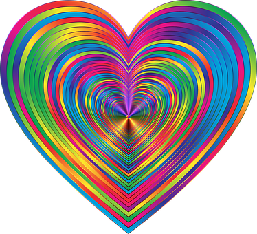 Colorful Prismatic Chromatic Rainbow Psych - สี รุ้ง รูป หัวใจ (374x340)