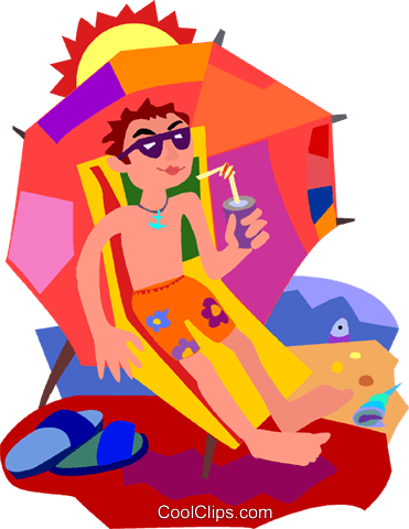 Sun Tanning On The Beach Royalty Free Vector Clip Art - Sun Tanning On The Beach Royalty Free Vector Clip Art (371x480)