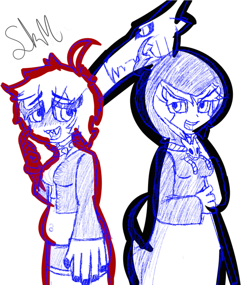 Fell And Reaper Sans Omegas By Grim-switcher - Accidental Fall (828x966)
