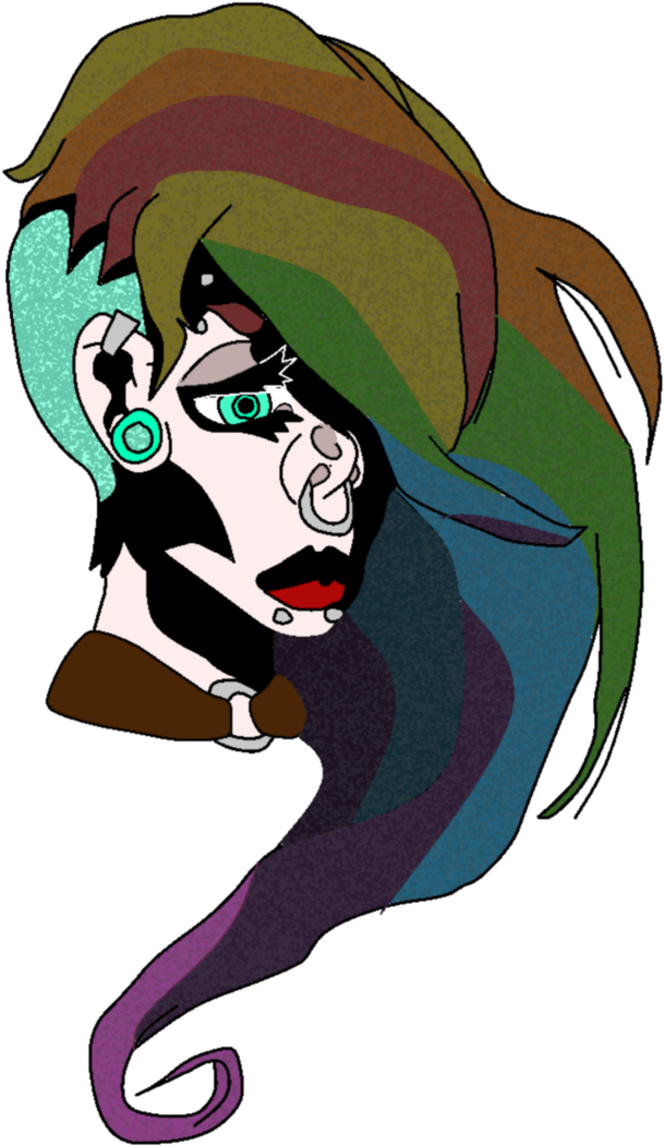 Punk Girl Print By Mercy-reaper - Cashmere Silk Scarf - Rainbow Punk By Vida (751x1064)