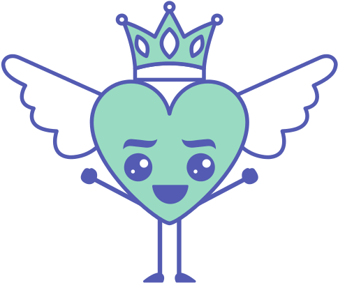 Cartoon Heart In Love Happy Kawaii Wings - Vector Graphics (550x550)