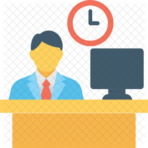 Office Icon - Employee At Desk Icon (512x512)
