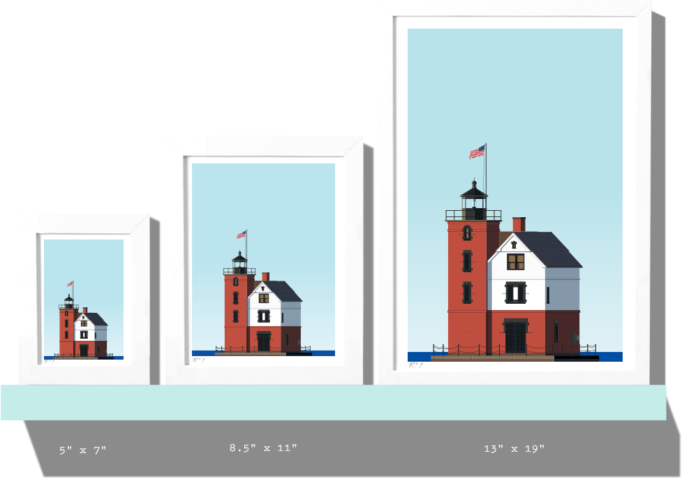 Round Island Lighthouse Art Print - Round Island Lighthouse Art Print (1000x1000)