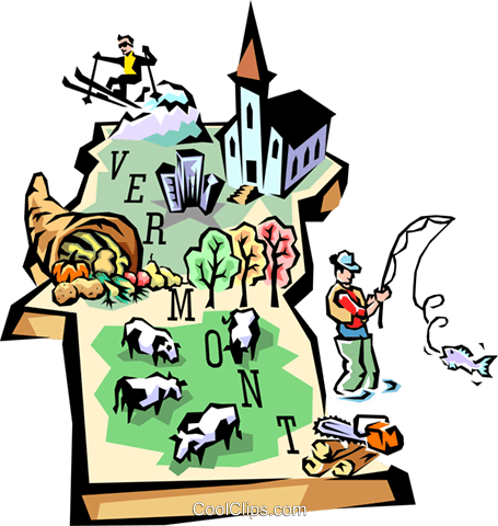 Vermont Vignette Map Royalty Free Vector Clip Art Illustration - Colorado Map Rectangle Magnet (455x480)