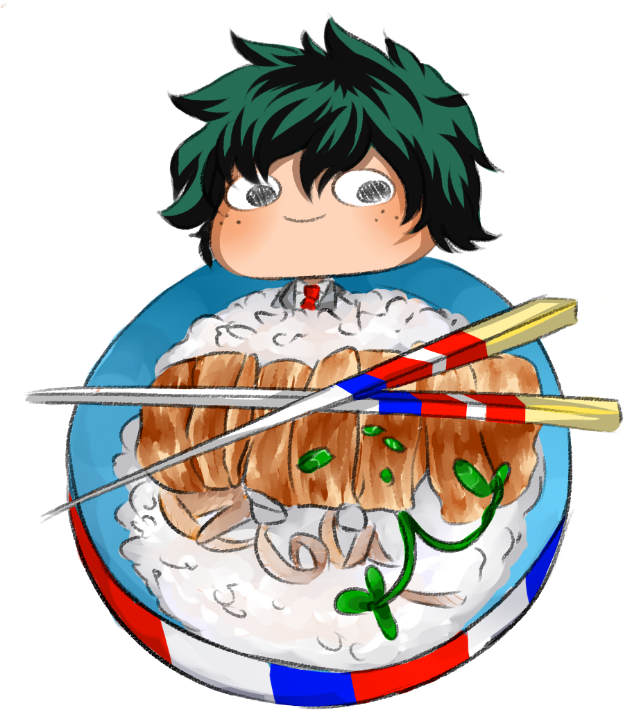 He's Very Proud Of His All Might Chopsticks - Cartoon (975x1070)