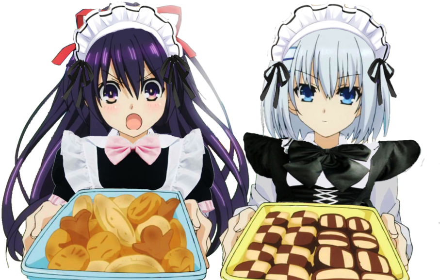 Tohka And Origami In Maid Clothes By Itsuka-shin - Origami And Tohka (1024x576)