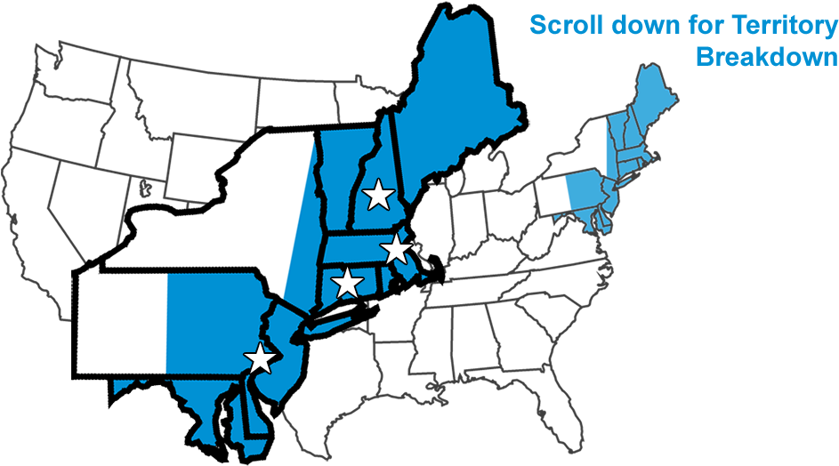 Serving The Upper Northeast States Of The United States, - Fill In The Map States (1000x562)