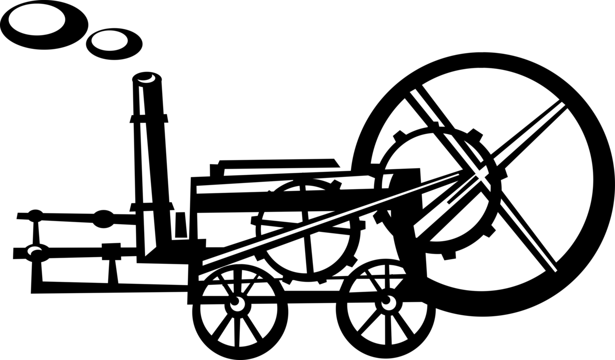 Vector Illustration Of Farm Equipment Steam Engine - Vector Illustration Of Farm Equipment Steam Engine (1195x700)