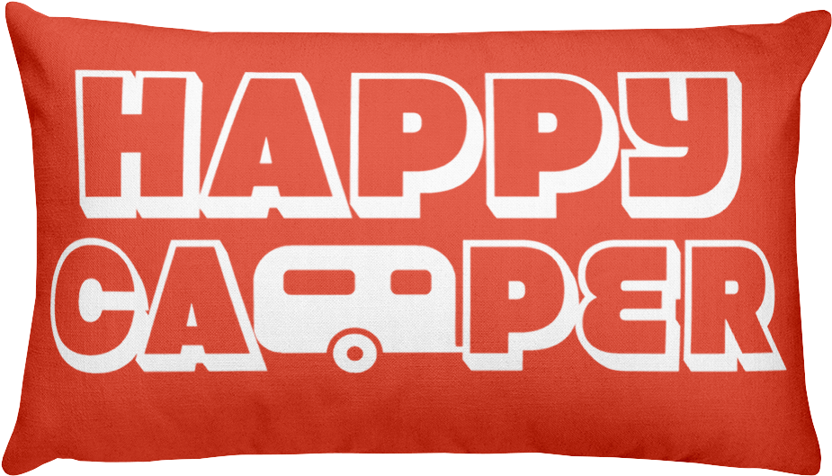 Happy Camper Rectangular Pillow In Orange Glo - Cushion (1000x1000)