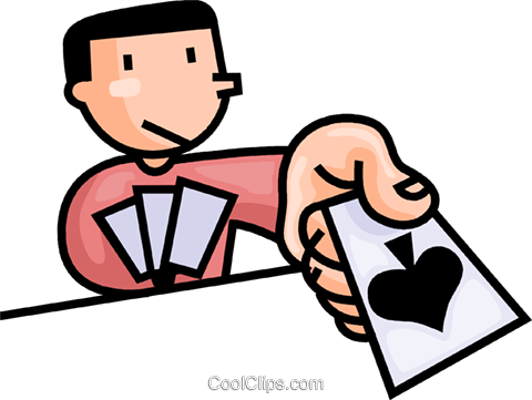 Man Playing Cards Royalty Free Vector Clip Art Illustration - Pessoa Jogando Carta Png (480x361)