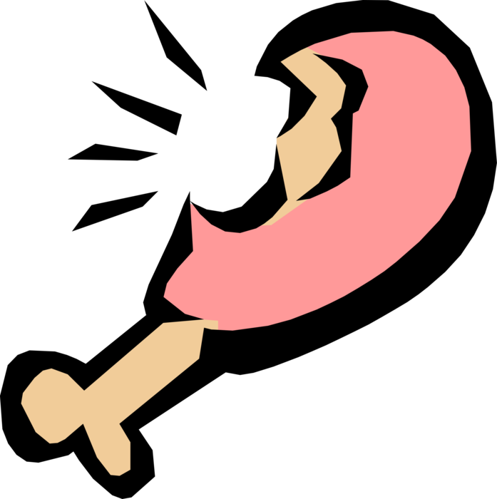 Vector Illustration Of Turkey Drumstick Leg With Bite - Vector Illustration Of Turkey Drumstick Leg With Bite (697x700)