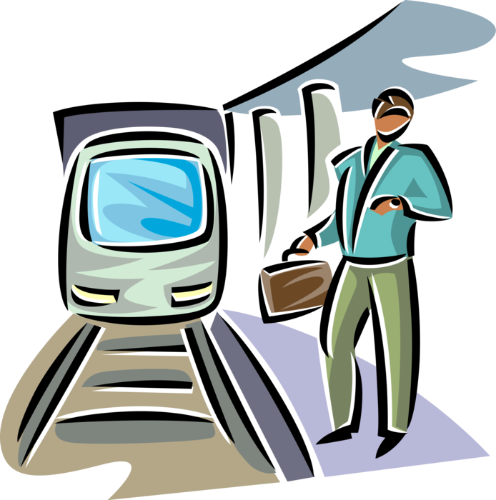 Vector Illustration Of Business Commuter Waits On Subway - Radiology (694x700)