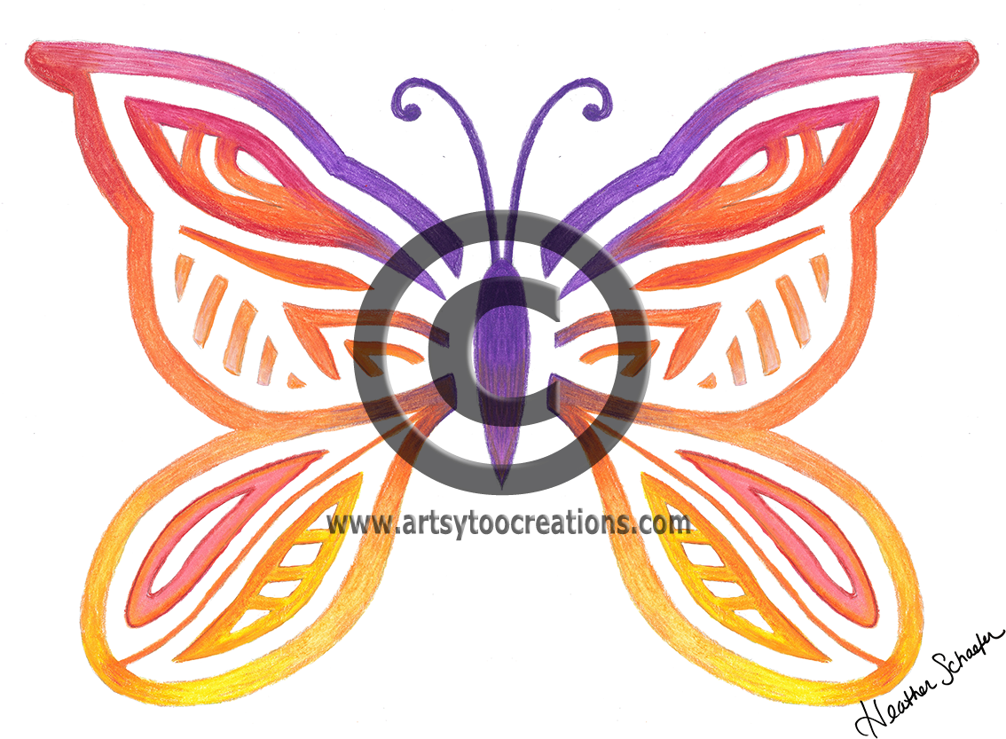 Butterfly Hand-drawn Original Colored Pencil Artwork - Butterfly (1143x838)