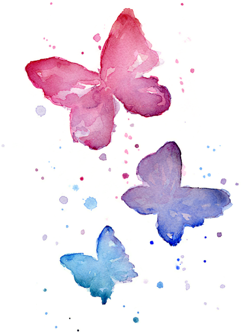 Water Paint Butterfly Png (516x700)