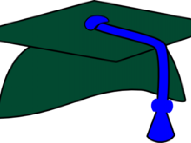 Blue Graduation Hat And Gold Tassels Clipart - Clip Art (640x480)