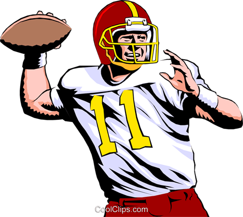 Quarterback Throwing Ball Royalty Free Vector Clip - Playing American Football Clipart (480x429)