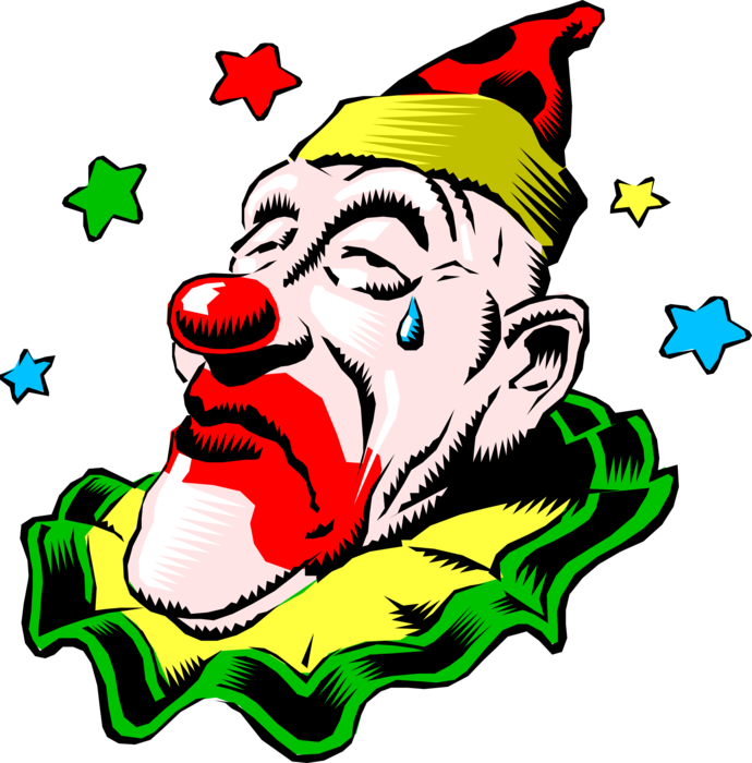 Vector Illustration Of Big Top Circus Clown With Sad - Circus Clowns (690x700)