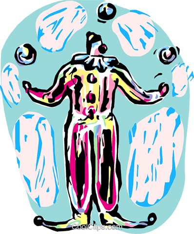 Circus Clown Jongliert Vektor Clipart Bild - Circus Clown Jongliert Vektor Clipart Bild (398x480)