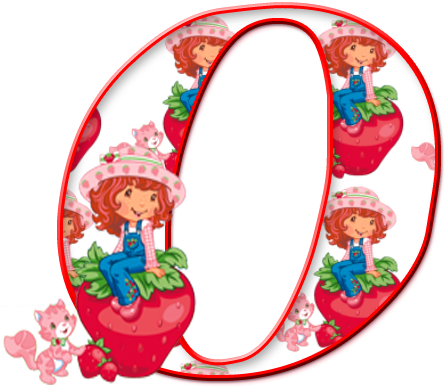 Alfabeto De Jahodový Koláč Sentado En Una Fresa - Strawberry Shortcake Alphabet (445x387)