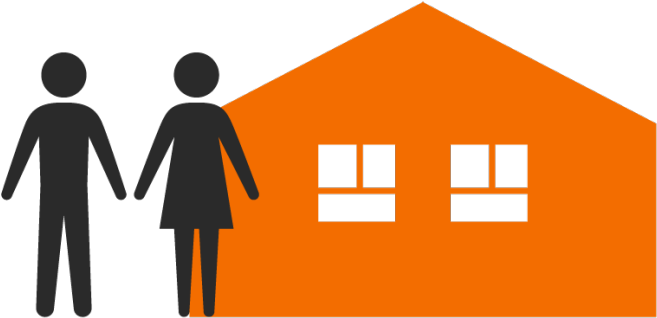 Small House With A Couple In Front - Silhouette (1663x675)