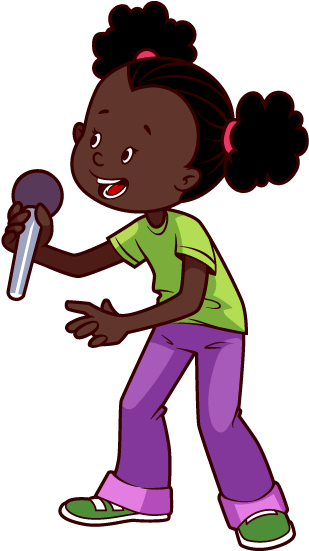 Micrófono Africana Americana De Dibujos Animados Clip - Cartoon African American Girl (559x616)