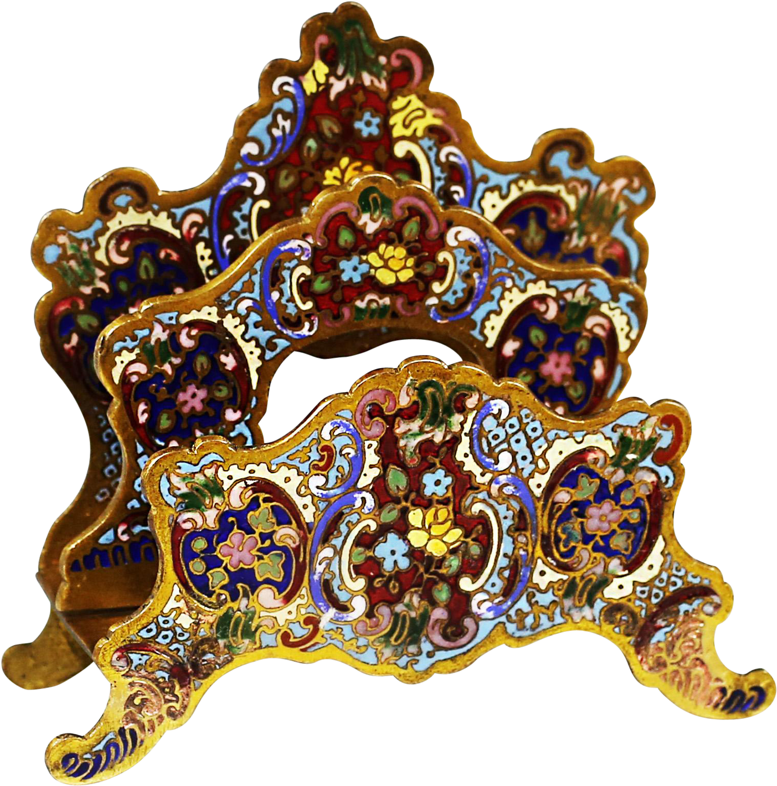 Antique French Enamel Bronze Champleve Cloisonne Desk - Cloisonné (1528x1528)