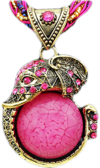 Antique Bronze & Crystal Resin - Crystal Resin Elephant Pendant Necklace Handmade Millet (640x640)