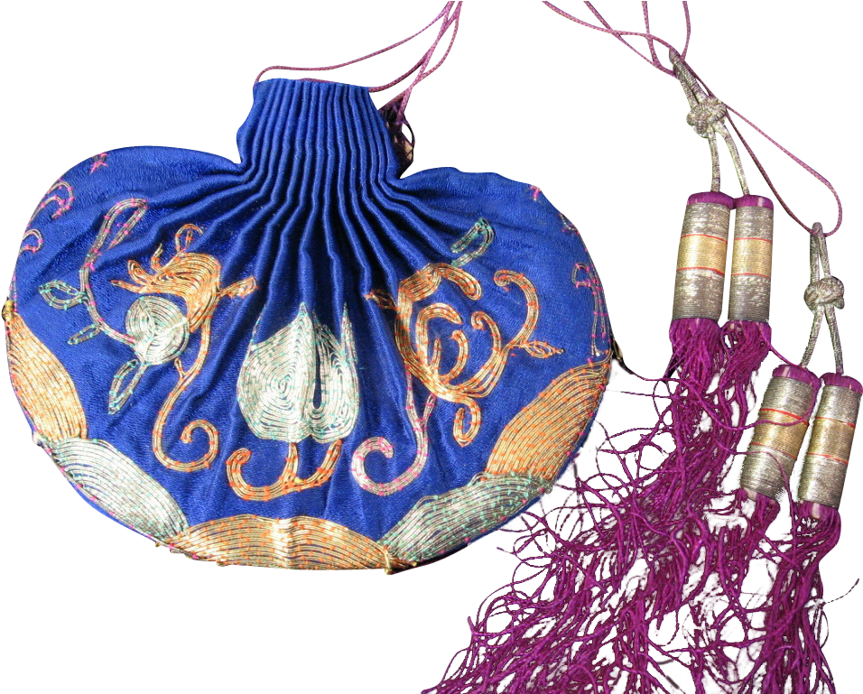 Antique Embroidered Silk Chinese Purse With Tassels - Christmas Ornament (955x955)