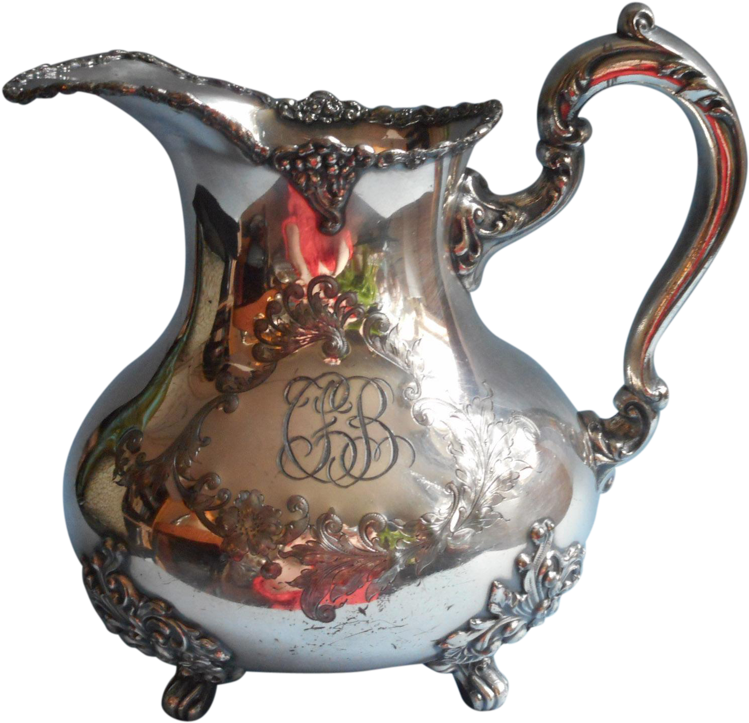 Victorian Silver Water Pitcher Ornate Antique Monogram - Ornate Pitcher (1482x1482)