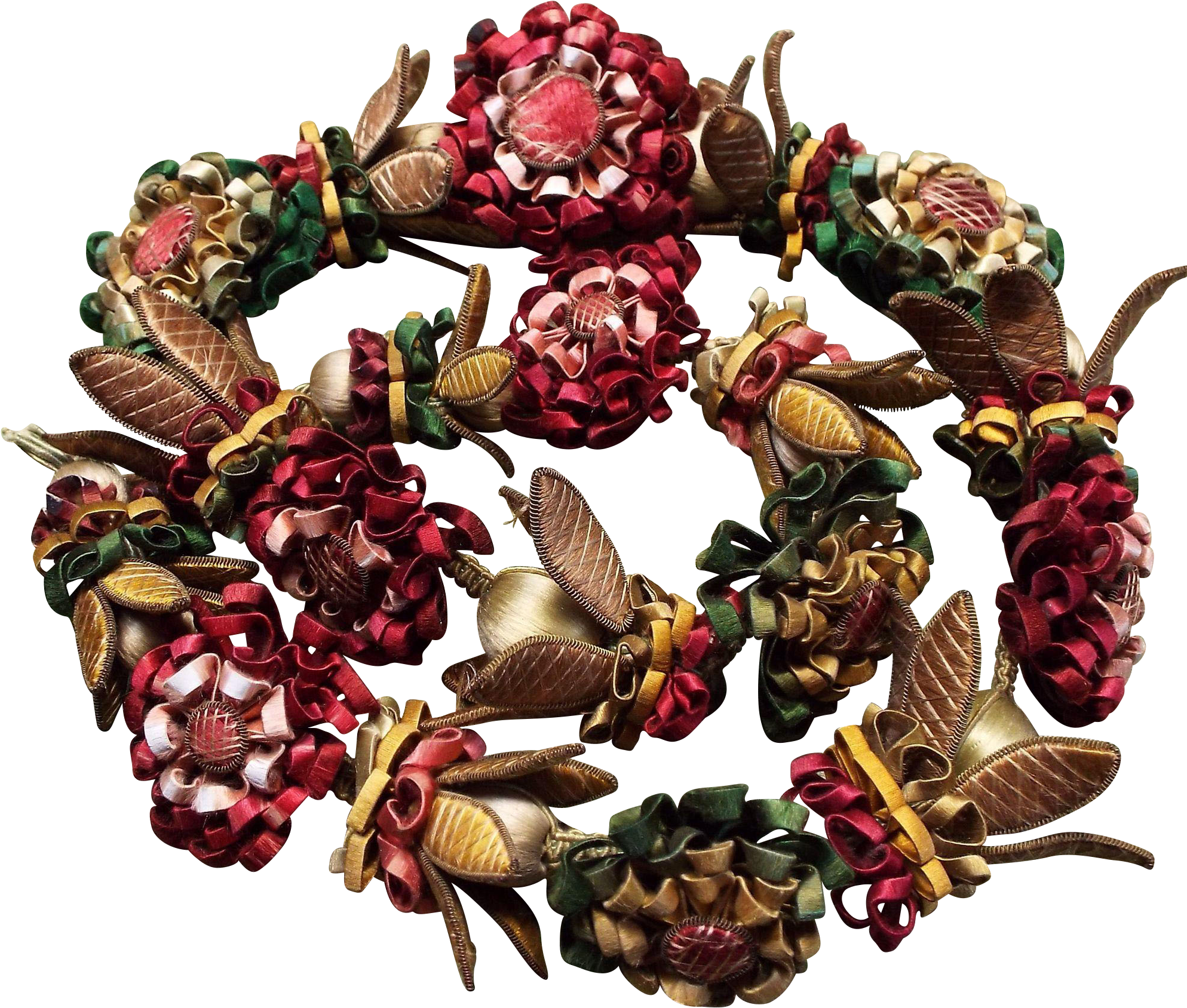 Antique French Wired Lyon Silk Flower Garland Passementerie - Colada (1986x1986)
