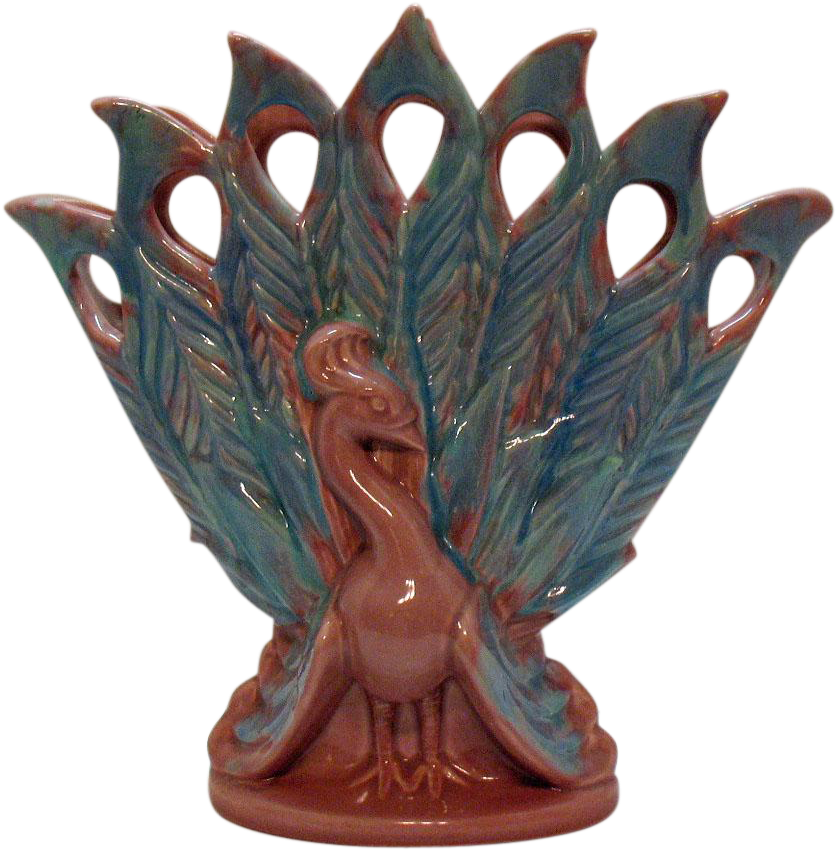 Vintage Royal Haeger Peacock Vase 1940s Very Good Condition - Vintage Peacock Vase (849x849)