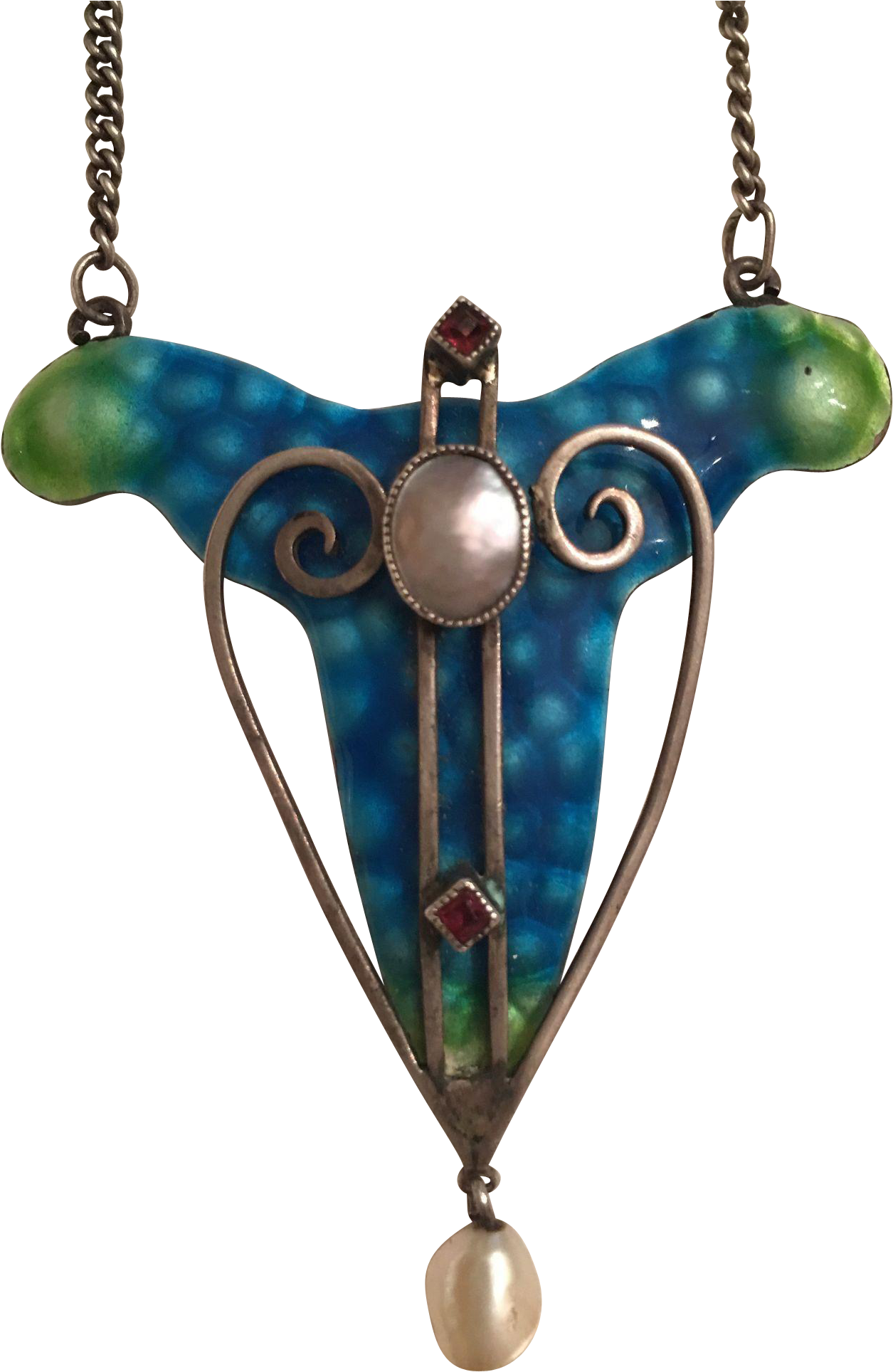 Antique British Arts & Crafts Blue & Green Enamel Mother - Locket (1927x1927)