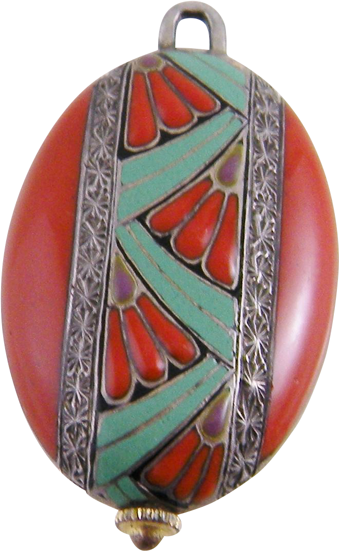 Antique Art Deco Enamel Swiss Laco Silver Ladies Pocket - Locket (1072x1072)