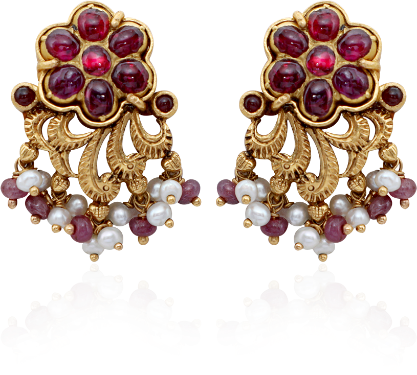 Nac Detail Graceful Antique Ruby Earrings - Nac Detail Graceful Antique Ruby Earrings (1000x1000)