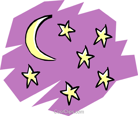 Luna Y Las Estrellas Libres De Derechos Ilustraciones - Luna Y Las Estrellas Libres De Derechos Ilustraciones (480x402)