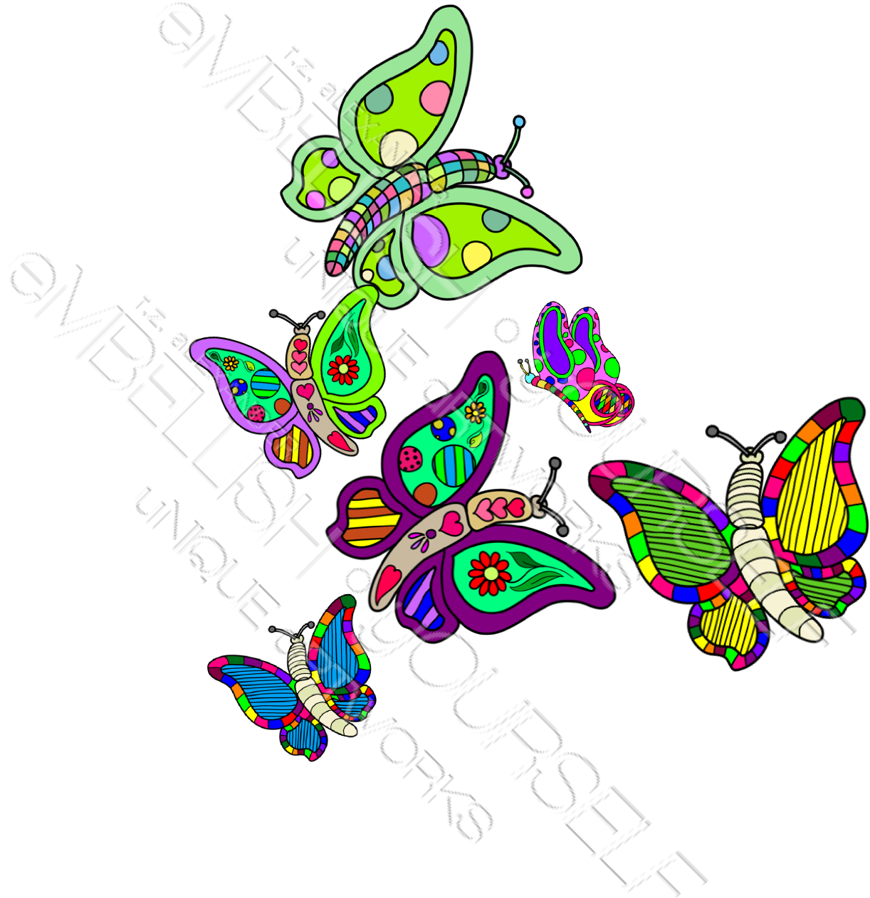 A Group Of Butterflies, Fluttrbiescreated By Rz Alexander - Swallowtail Butterfly (1364x1444)