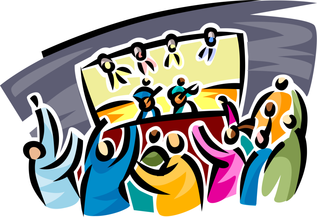 Vector Illustration Of Live Music Concert Musicians - Clipart Go To Concerts (1023x700)