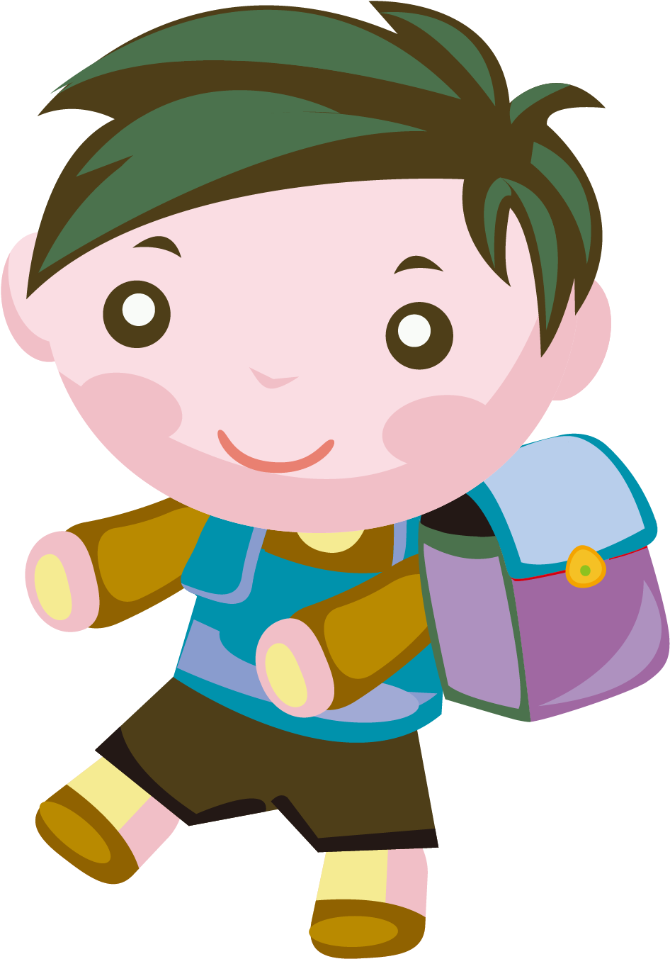 可爱卡通上学男孩 - Bathing (1654x1654)