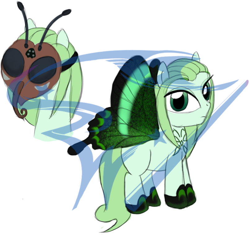 Green Butterfly Pony Adopt/auction By Wizdiana - Cartoon (964x829)
