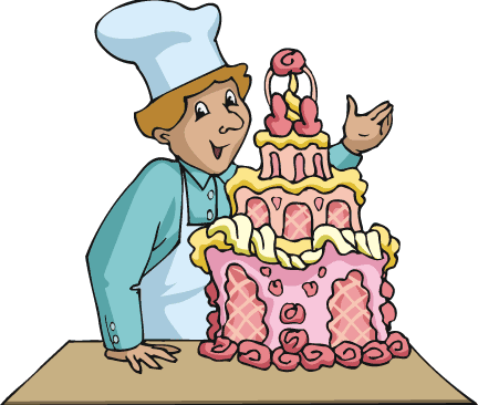 Cake Clipart Baking Cake - Baker Baking Cake Clipart (432x366)