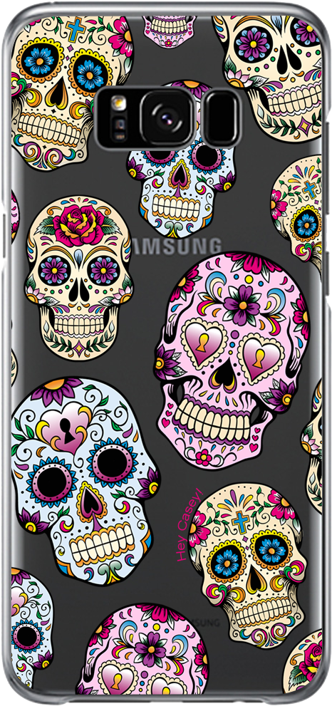 Sugar Skulls Phone Case For Samsung Galaxy S8 Plus - Day Of The Dead Sugar Skull Blue Wristlet, Women's, (1000x1000)