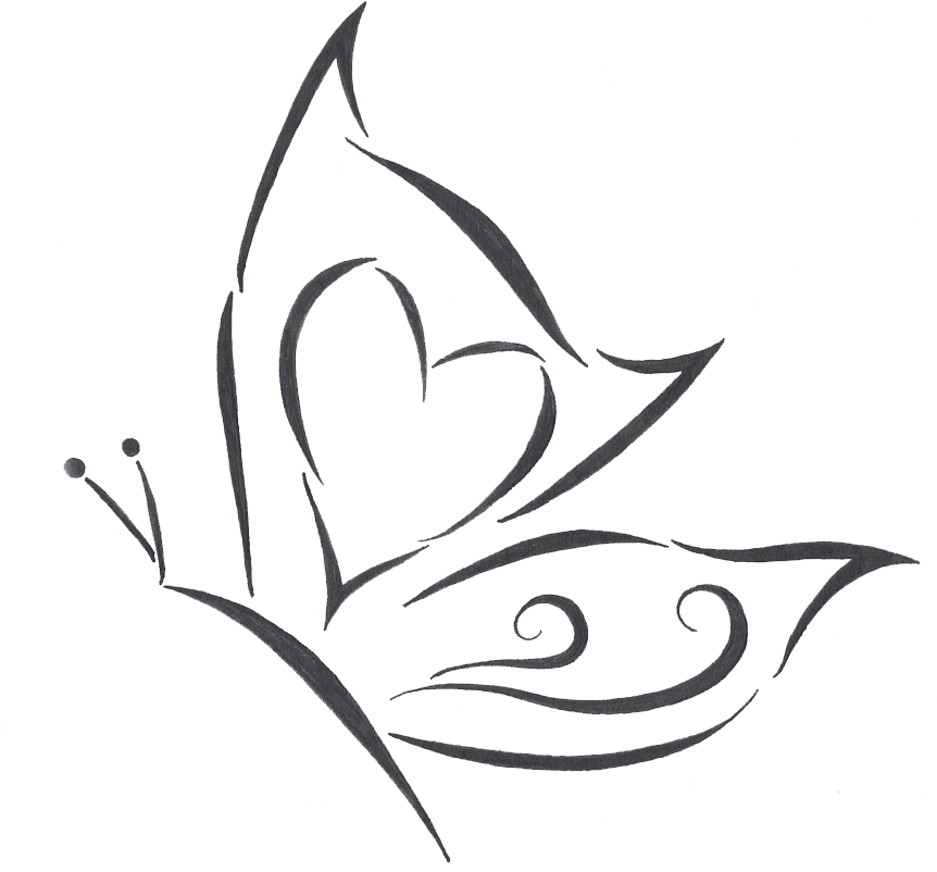 Butterfly Tattoo Designs Png Transparent Images - Butterfly Black And White Png (900x841)