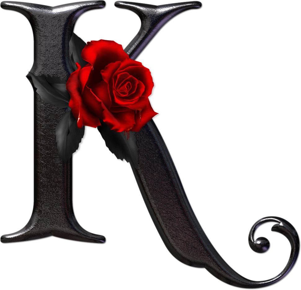 Alfabeto Gótico Con Rosas Rojas - Letter K With Rose (971x937)