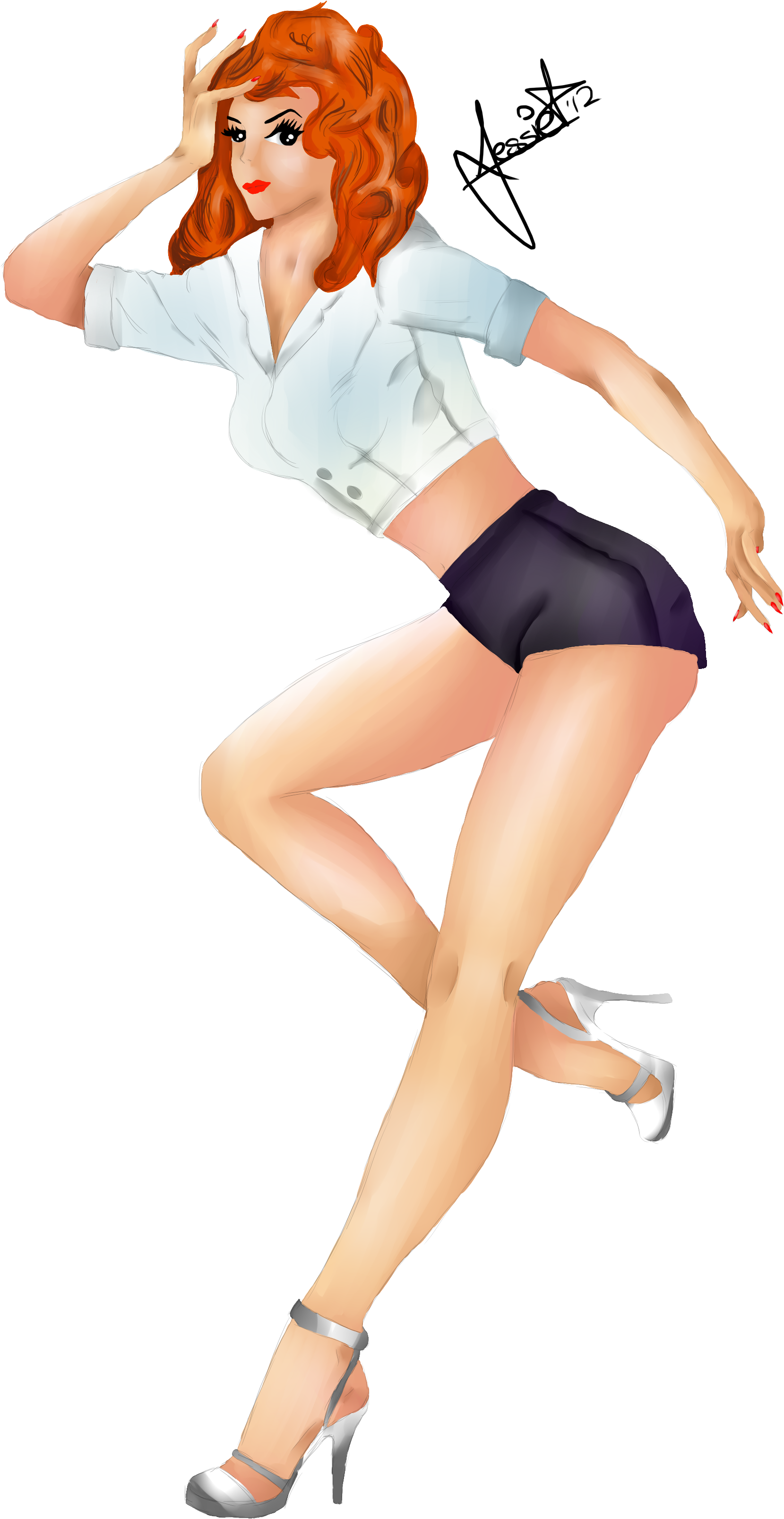 Human Leg Arm Joint Shoulder Thigh - Pin Up Girl Drawing Png (2700x3818)