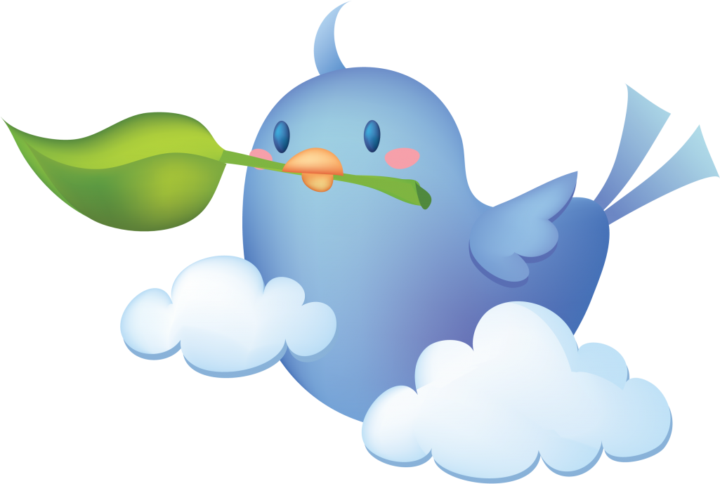 Птичка В Облаках С Листочком В Клюве - Twitter Icon (1024x714)