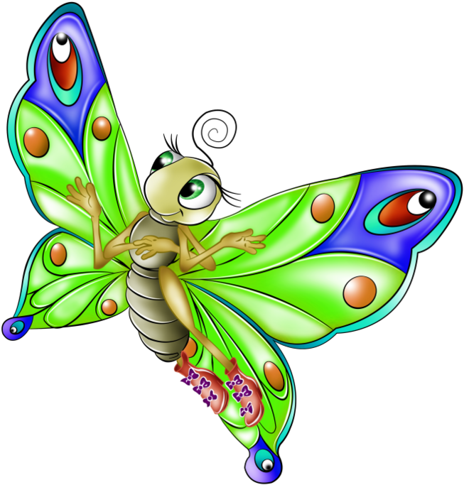Первоисточник Красочные Отрисовки Бабочек - Butterfly Cartoon (667x699)